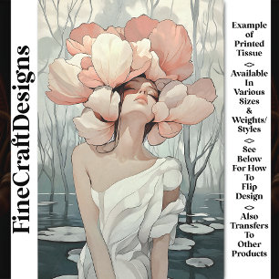 Serene Ethereal Woman Coral, Cream CB9 Decoupage Tissue Paper