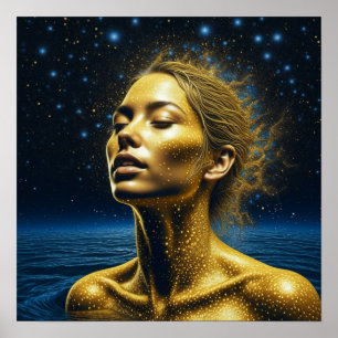 Serene Ethereal Woman under the Stars Poster