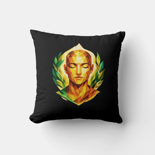 Serene Faceted Portrait Accent | Modern Spiritual  Cushion (Front)
