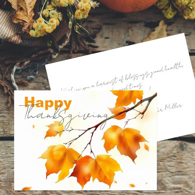 Serene Fall Maple Leaves Happy Thanksgiving Card (Creator Uploaded)