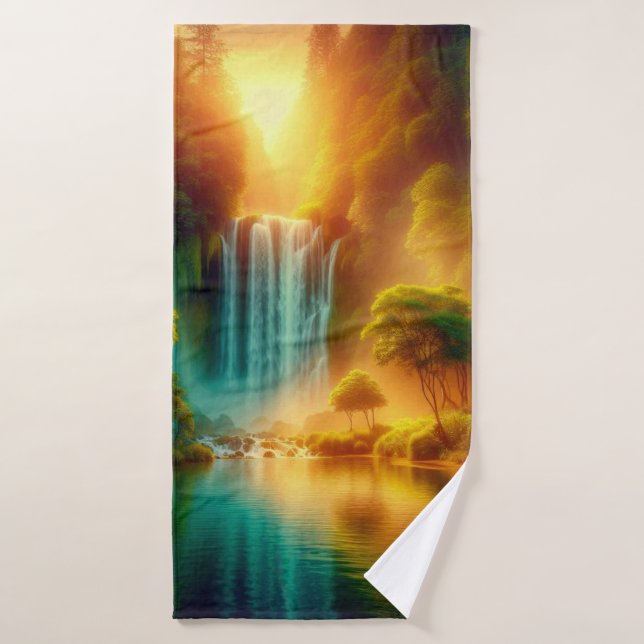 Serene Falls and Lake Towel Design (Bath Towel)