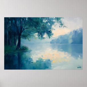 Serene Fauvist Lake Morning – Nature-Inspired Poster