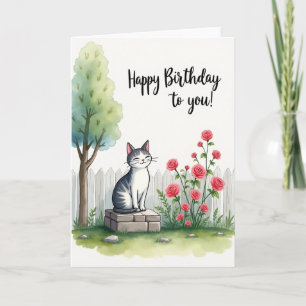Serene Feline Birthday Card