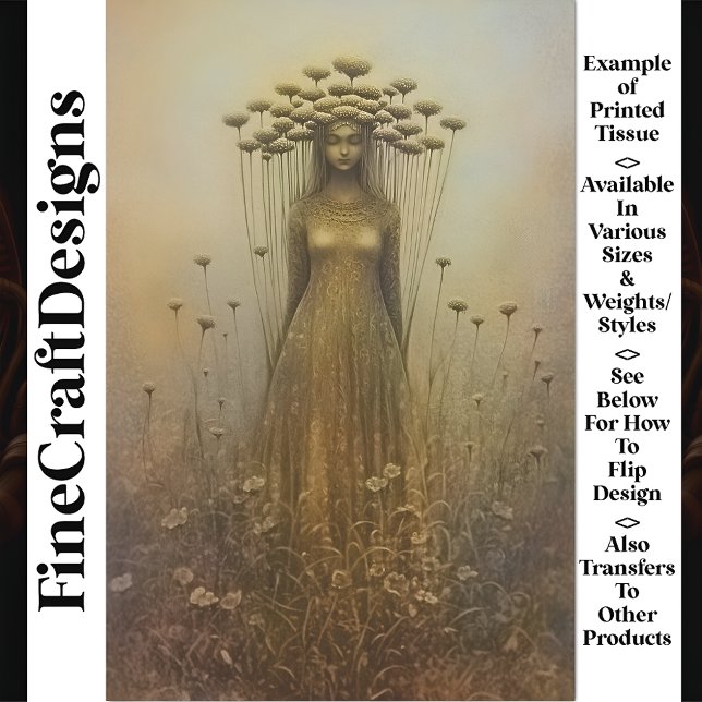 Serene Figure Ornate Flower Headdress U6 Decoupage Tissue Paper (Creator Uploaded)