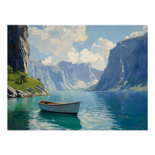 Serene Fjord with Towering Cliffs Poster