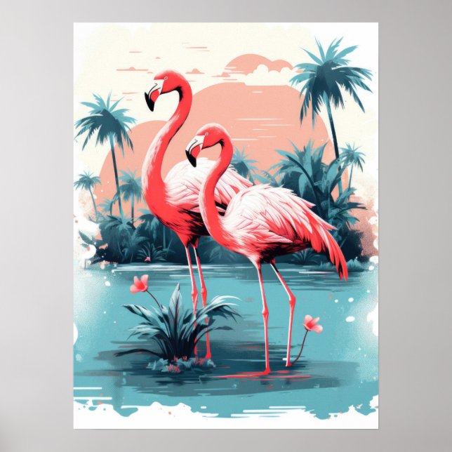 Serene Flamingo Paradise Poster (Front)