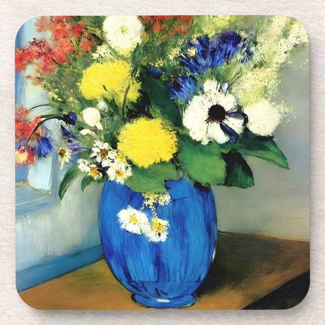 Serene Flower Vase Artwork Coaster (Front)