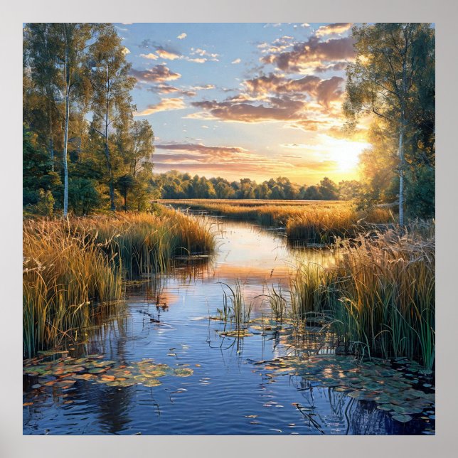 🌲 Serene Forest Lake Landscape Nature Reflection  Poster (Front)