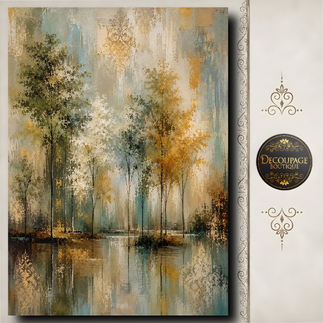 Serene Forest Reflection Decoupage Landscape Tissue Paper (Serene Forest Reflection Decoupage Landscape Tissue Paper)