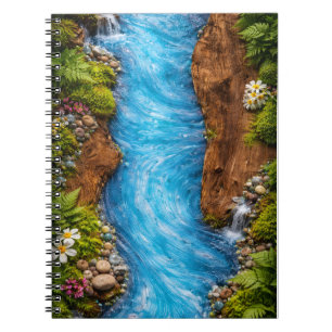 Serene Forest Stream Tranquil Nature Water Art Notebook