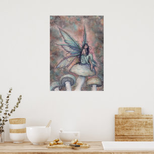 Serene Garden Fairy Fantasy Watercolor Art Poster
