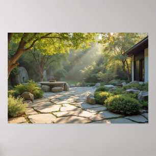 Serene Garden Wellness Candle Light Zen Vibes Calm Poster