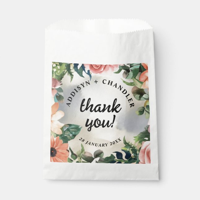 Serene Garden Wreath: Pastel Floral Elegance Favour Bag (Front)