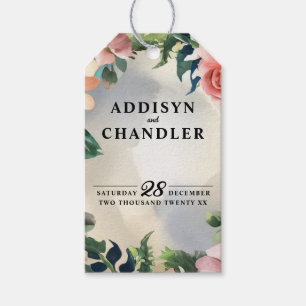 Serene Garden Wreath: Pastel Floral Elegance Gift Tags