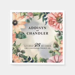 Serene Garden Wreath: Pastel Floral Elegance Napkin