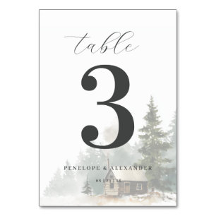 Serene Gray Winter Trees Table Number