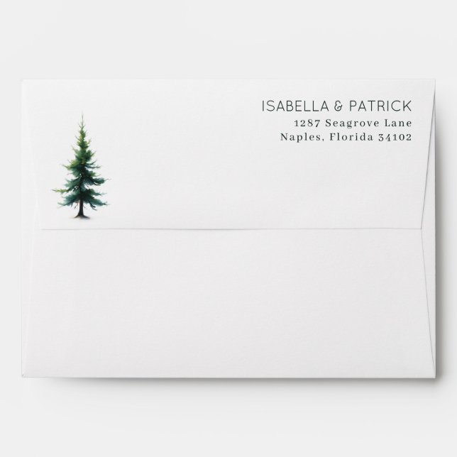 Serene Green Conifer Tree Envelope (Back (Top Flap))