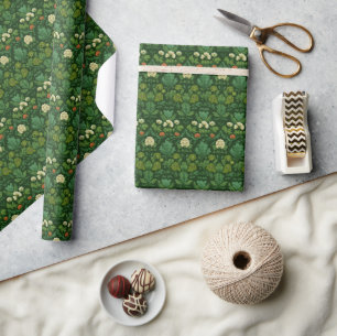 Serene Green Floral Botanical Wrapping Paper