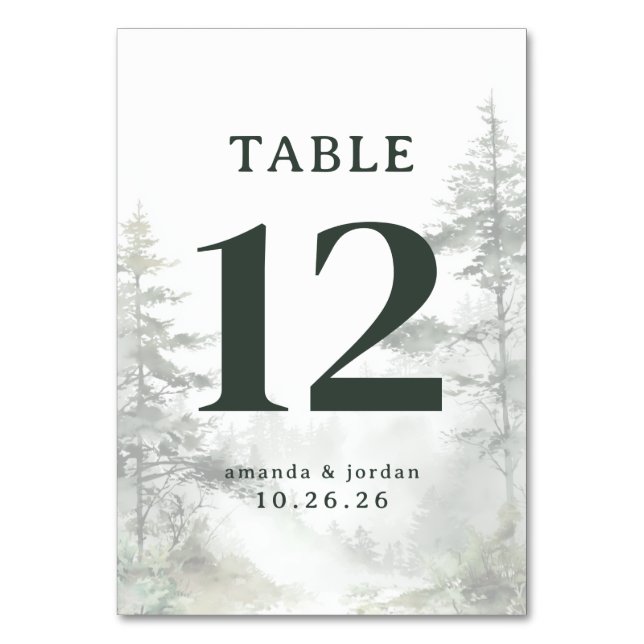 Serene Green Forest Table Number (Front)