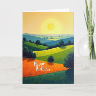 Serene Green Hills Birthday Card