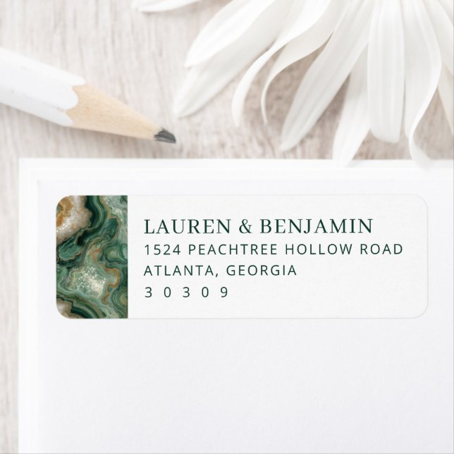 Serene Green Marbled Elegancy Return Address Label (Insitu)