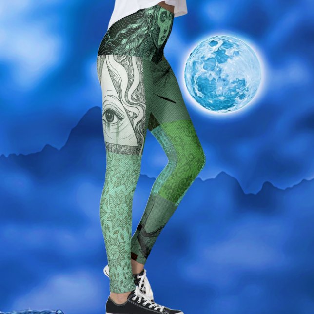 Serene Green Mixed Mood Meditation Yoga Art Leggings (Creator Uploaded)