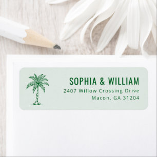 Serene Green Palm Tree Return Address Label