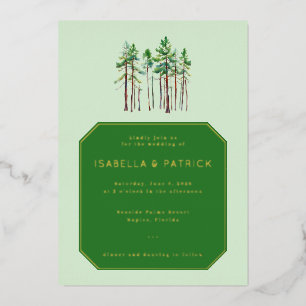 Serene Green Pine Tree Wedding Invitation