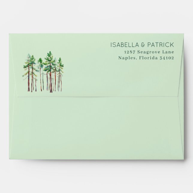 Serene Green Pine Trees Envelope (Back (Top Flap))
