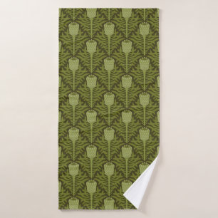 Serene Green Plant Motif for Modern Decor Bath Towel Set