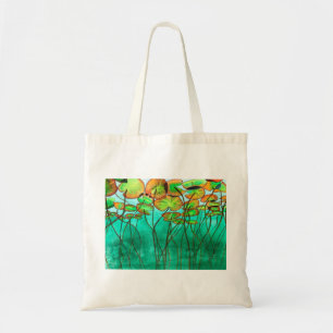 serene green pond with lilypads tote bag
