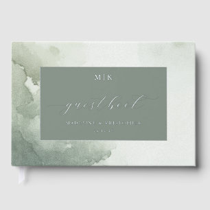 Serene Green Watercolor Guest Book