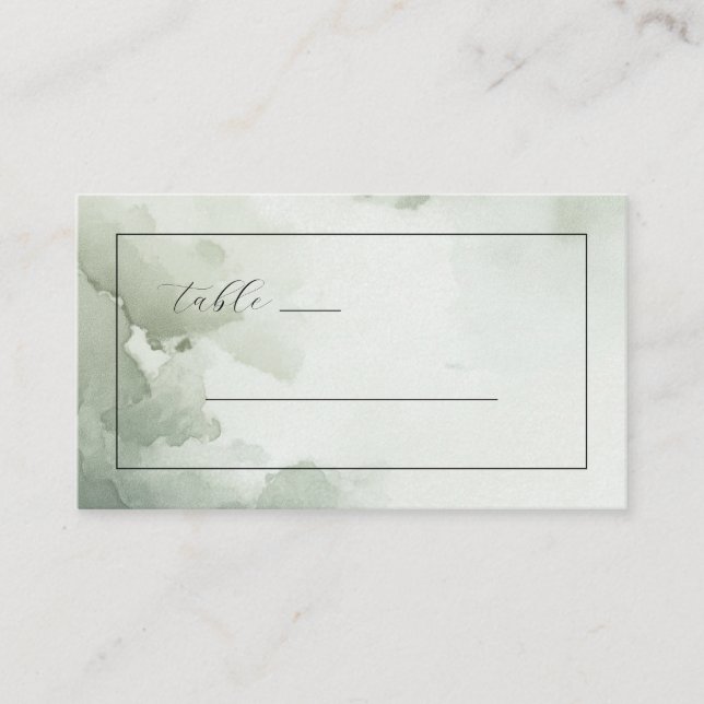 Serene Green Watercolor Table Sign Place Card (Front)