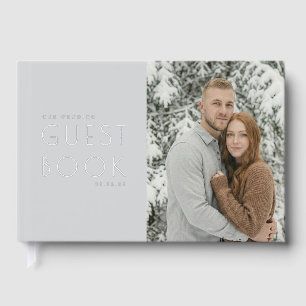 Serene Grey Minimalist Photo Guest Book