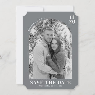 Serene Grey Minimalist Photo Save The Date