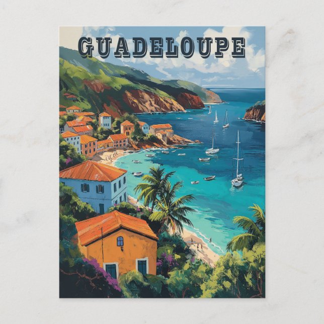 Serene Guadeloupe Watercolor Island  Postcard (Front)