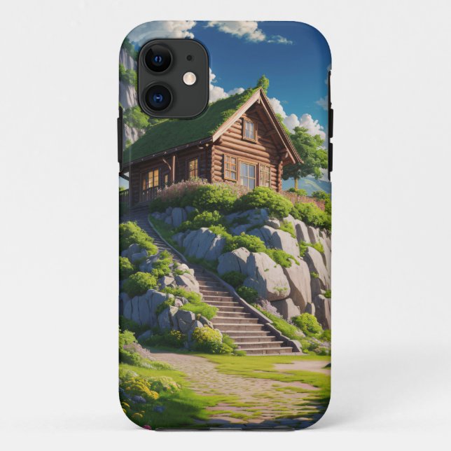 Serene Hilltop Cabin Retreat Case-Mate iPhone Case (Back)