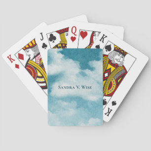 Serene Horizon Dreams Watercolor Blue & White Playing Cards