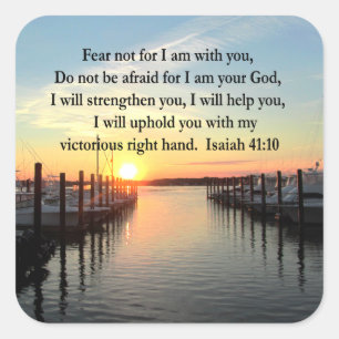 SERENE ISAIAH 41:10 SUNSET PHOTO DESIGN SQUARE STICKER