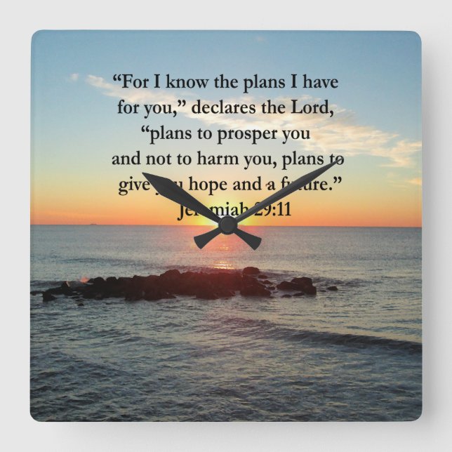 SERENE JEREMIAH 29:11 SUNRISE SQUARE WALL CLOCK (Front)