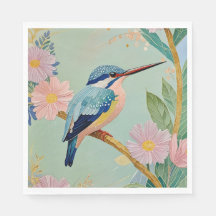 Serene Kingfisher in a Floral Paradise
