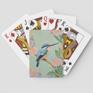 Serene Kingfisher in a Floral Paradise Playing Cards