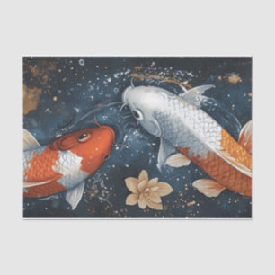 Serene Koi Fish with Lotus Flowers Tissue Paper