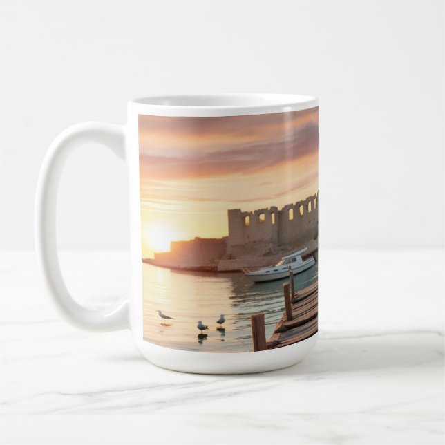 Serene Kyrenia Cyprus Sketch Watercolor | Coffee Mug (Left)