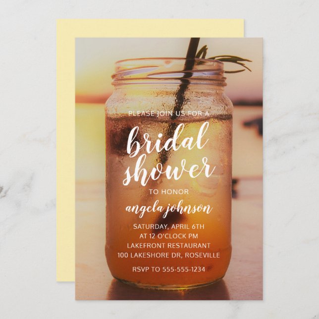 Serene Lake and Mason Jar Bridal Shower Invitation (Front/Back)