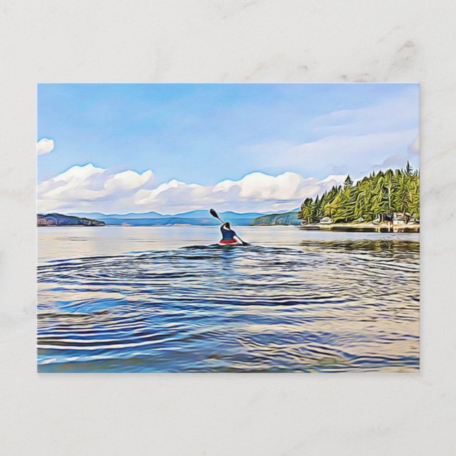 Serene Lake Kayak Canoe Photo Postcard (Front)