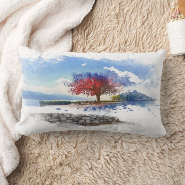 Serene Lakefront Decorative Pillow (Blanket)