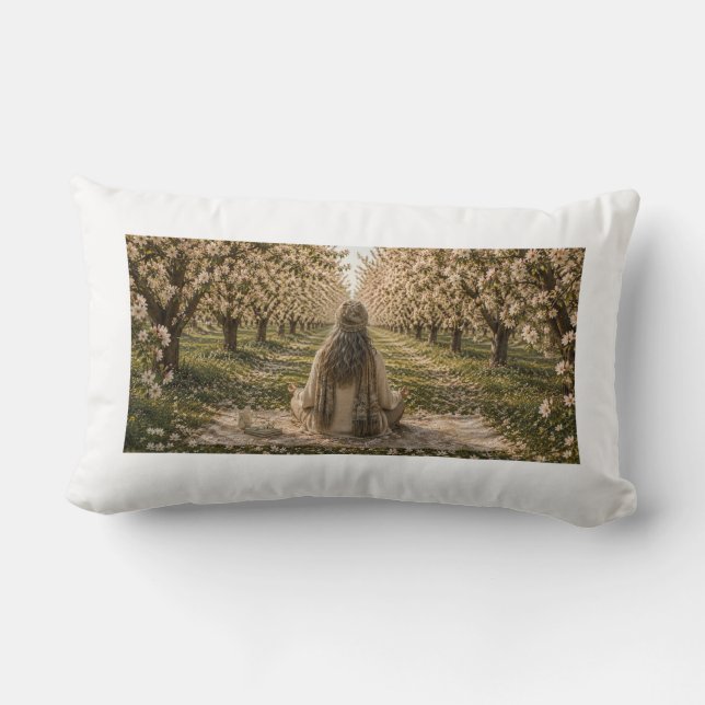 Serene Lakeside Botanical Nature Decorative Pillow (Back)
