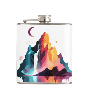 Serene Landscape Calm Tranquil Nature Mountains Hip Flask