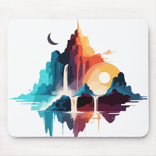 Serene Landscape Calm Tranquil Nature Mountains Mouse Pad (Front)